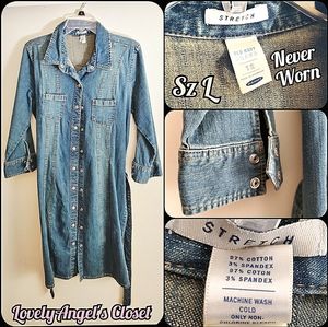 Women's Long Leg Denim Trench Coat - Still New